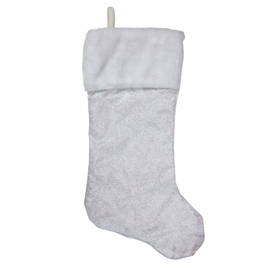 20.5" Iridescent Glitter Snowflake Stocking